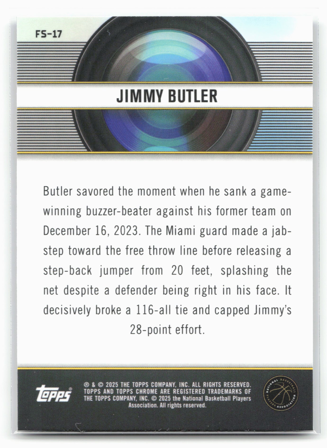 2024-25 Topps Chrome #FS-17 Jimmy Butler Film Study Blue Refractor 25545