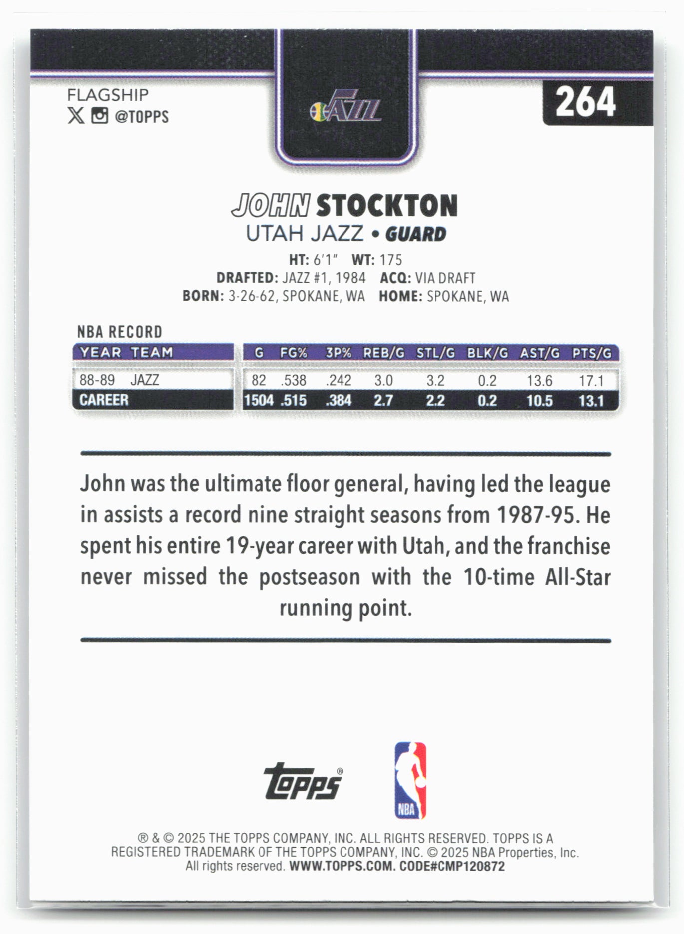 2025-26 Topps #264 John Stockton Diamante 25550