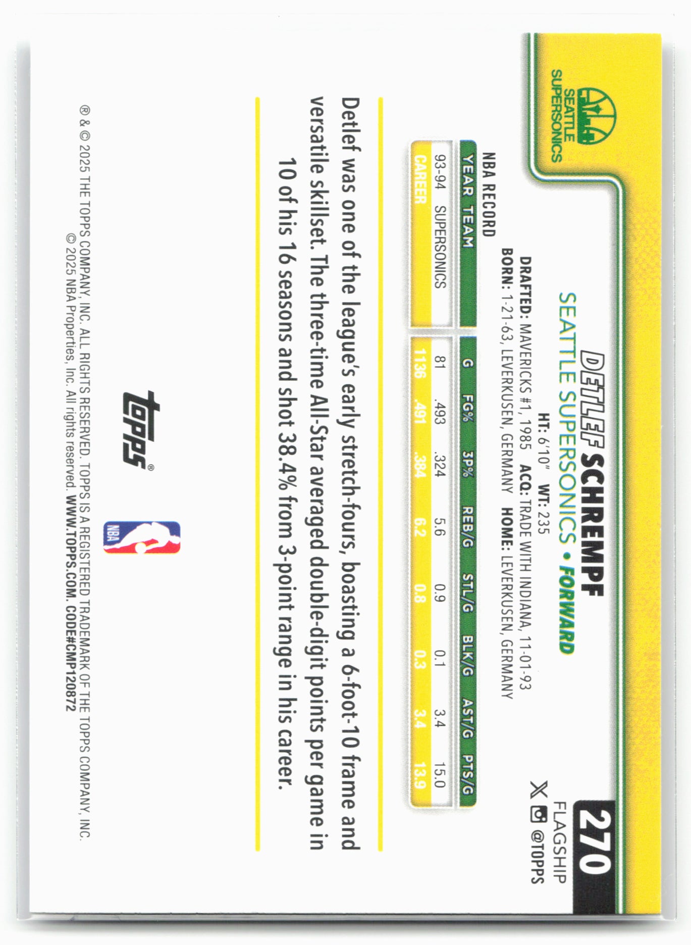 2025-26 Topps #270 Detlef Schrempf Diamante 25551