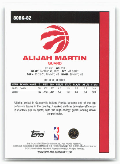 2025-26 Topps #80BK-82 Alijah Martin 1980-81 Topps Basketball 25552