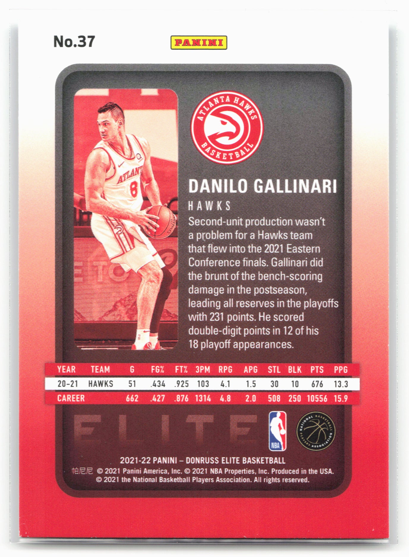 2021-22 Donruss Elite #37 Danilo Gallinari 25559