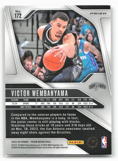 2024-25 Panini Prizm #172 Victor Wembanyama Prizms Red Ice 25560