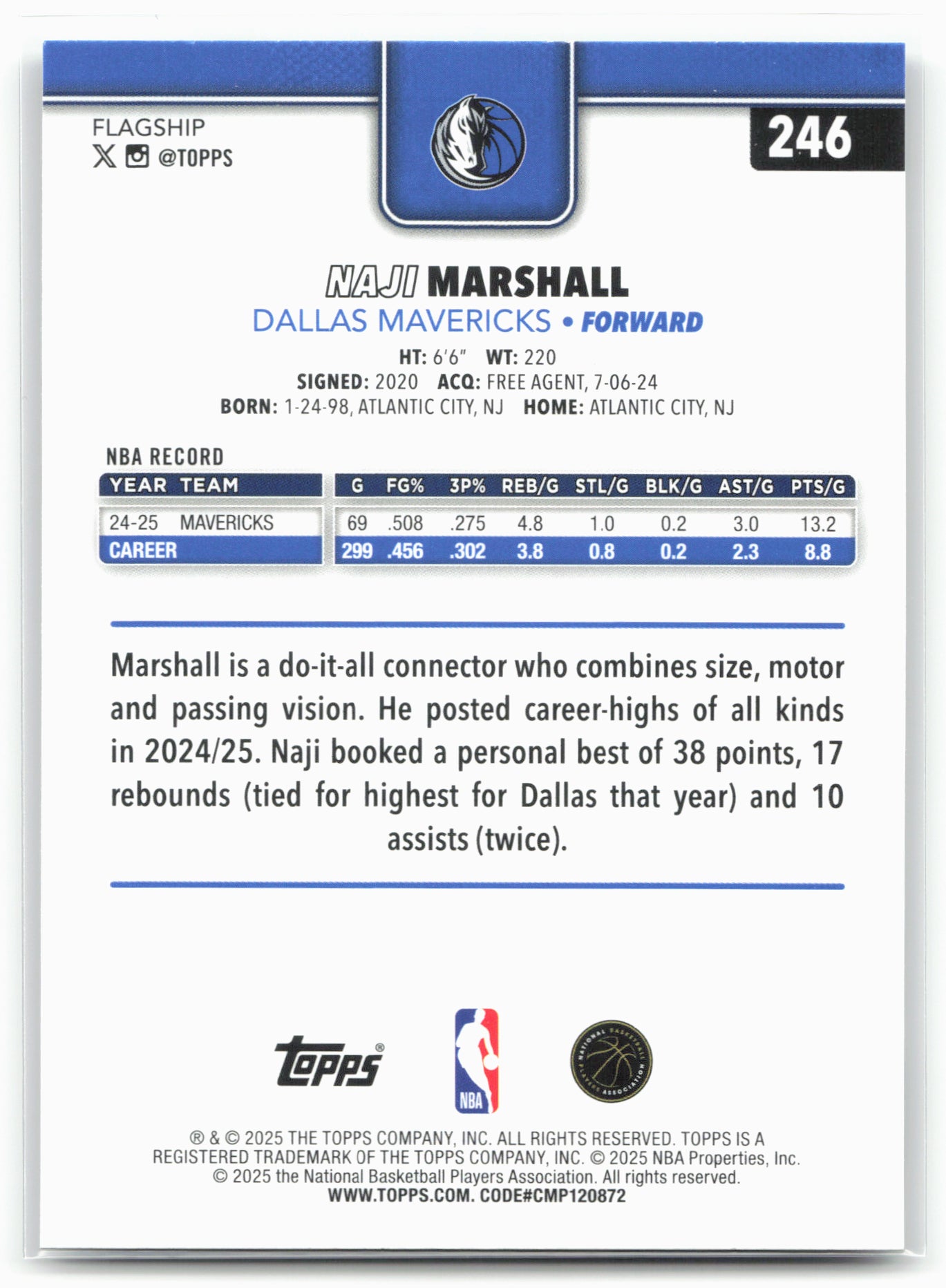 2025-26 Topps #246 Naji Marshall Rainbow Foilboard 25565
