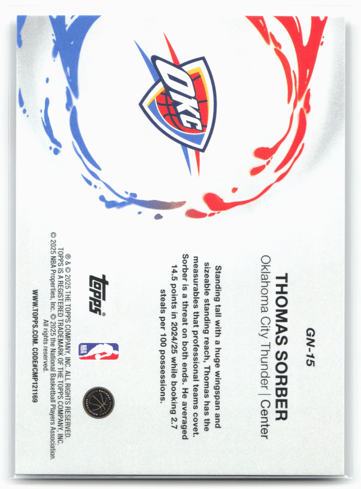 2025-26 Topps #GN-15 Thomas Sorber Generation Now 25566