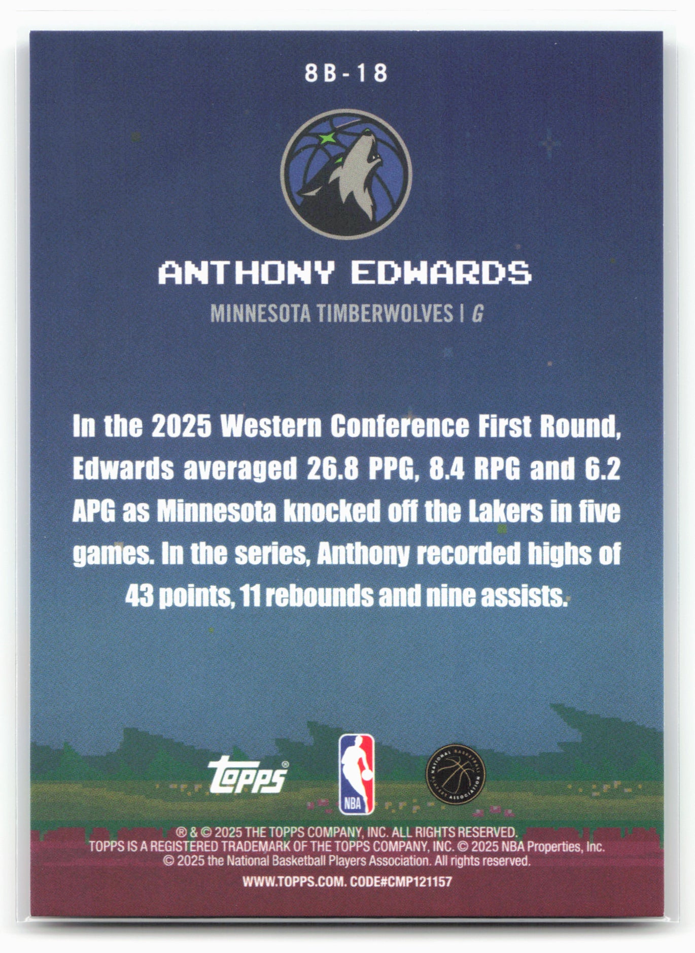 2025-26 Topps #8B-18 Anthony Edwards 8-Bit Ballers 25568