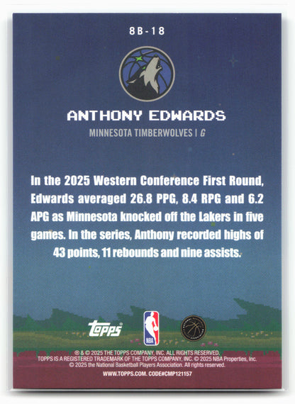 2025-26 Topps #8B-18 Anthony Edwards 8-Bit Ballers 25568