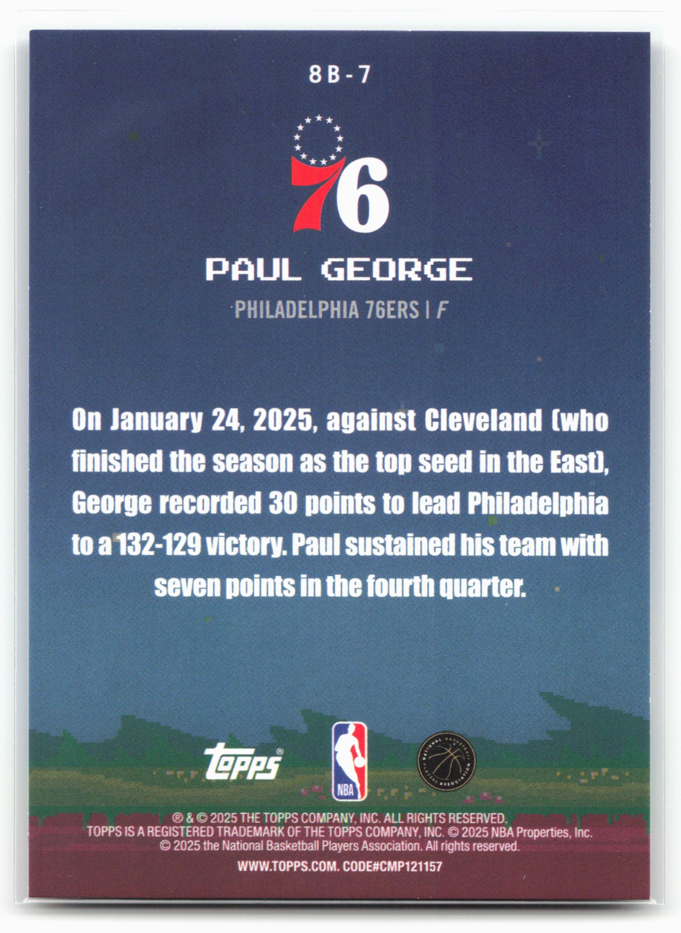 2025-26 Topps #8B-7 Paul George 8-Bit Ballers 25569