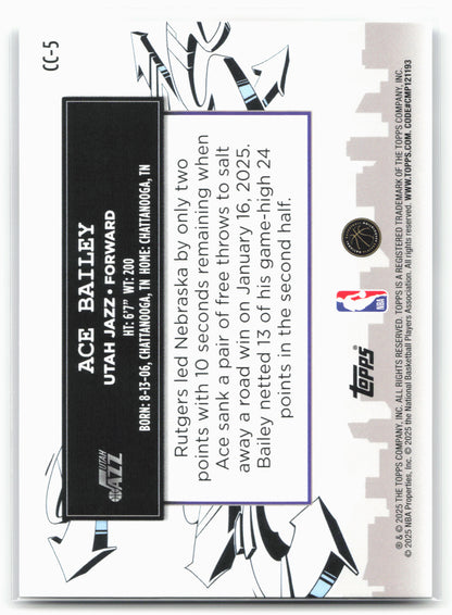2025-26 Topps #CC-5 Ace Bailey Clutch City Prospects 25571