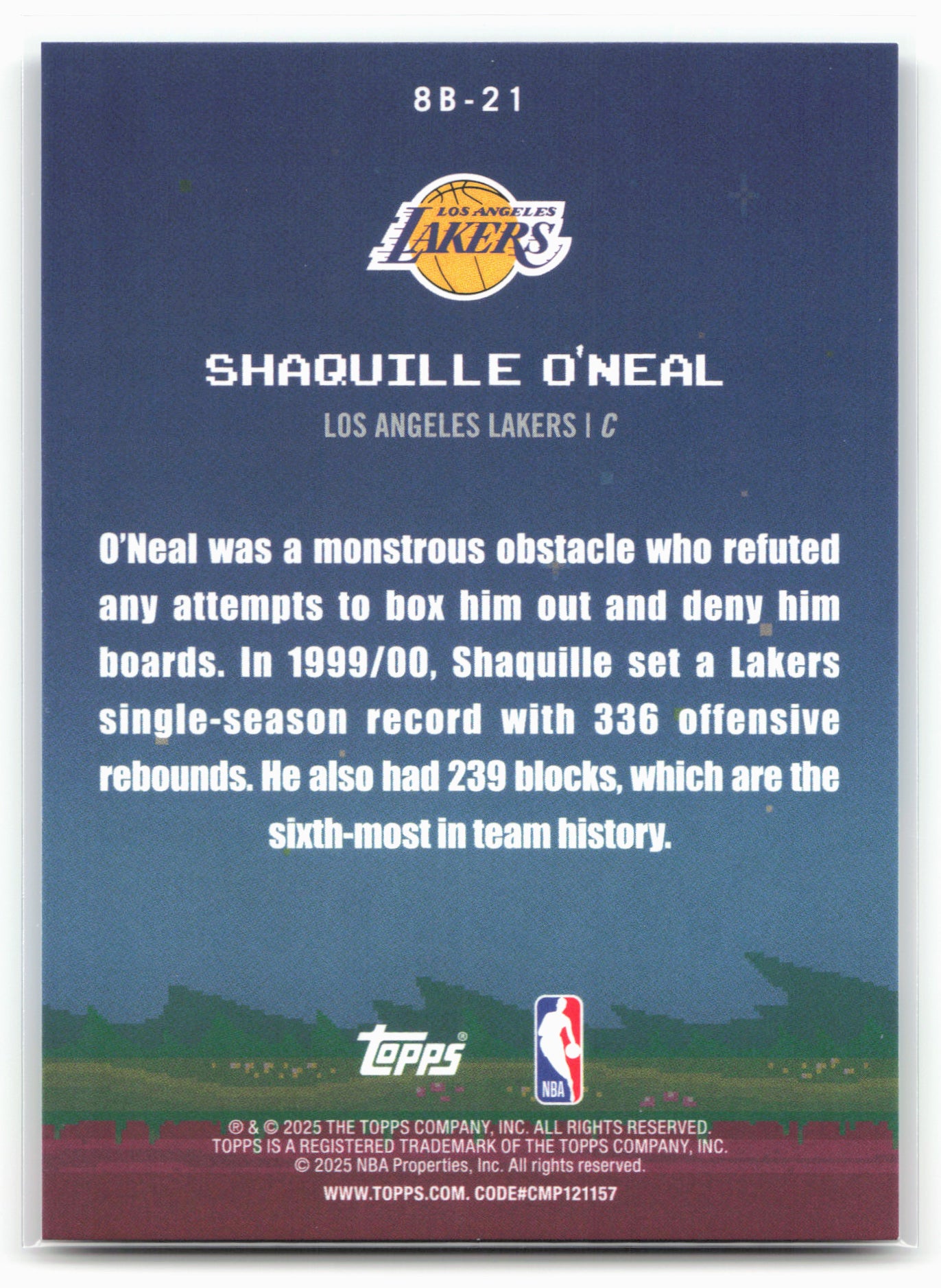 2025-26 Topps #8B-21 Shaquille O'Neal 8-Bit Ballers 25577