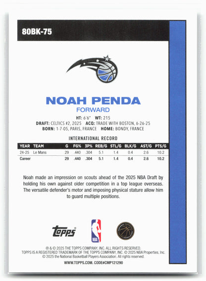 2025-26 Topps #80BK-75 Noah Penda 1980-81 Topps Basketball 25588
