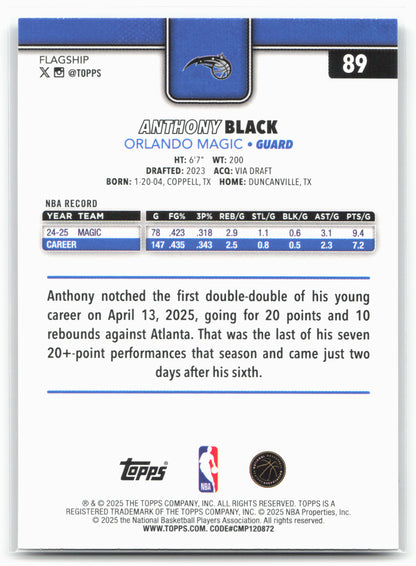 2025-26 Topps #89 Anthony Black Diamante 25596