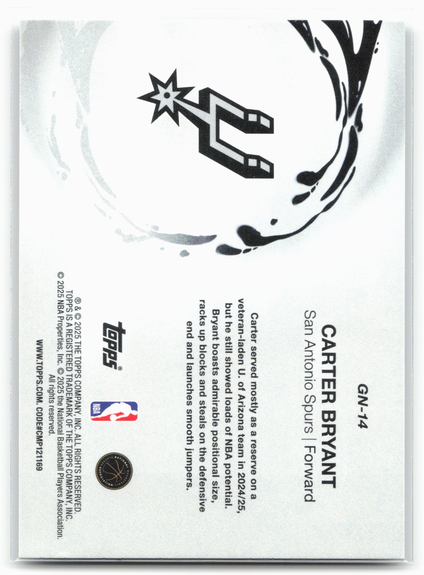 2025-26 Topps #GN-14 Carter Bryant Generation Now Holo Foil 25600