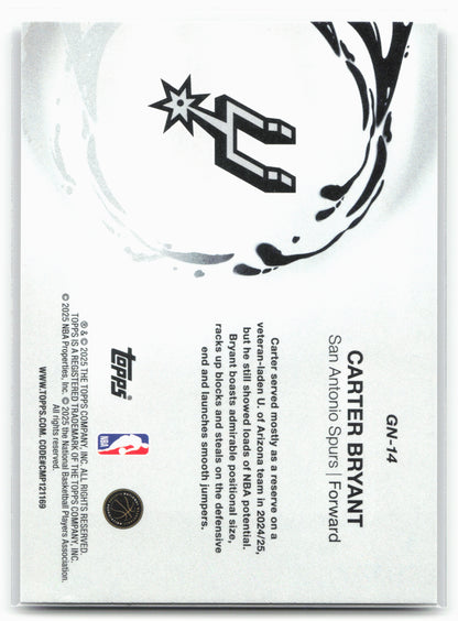 2025-26 Topps #GN-14 Carter Bryant Generation Now Holo Foil 25600