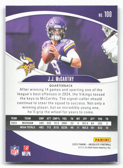 2025 Panini Absolute #100 J.J. McCarthy Retail