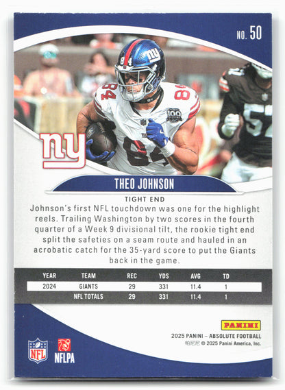2025 Panini Absolute #50 Theo Johnson Retail