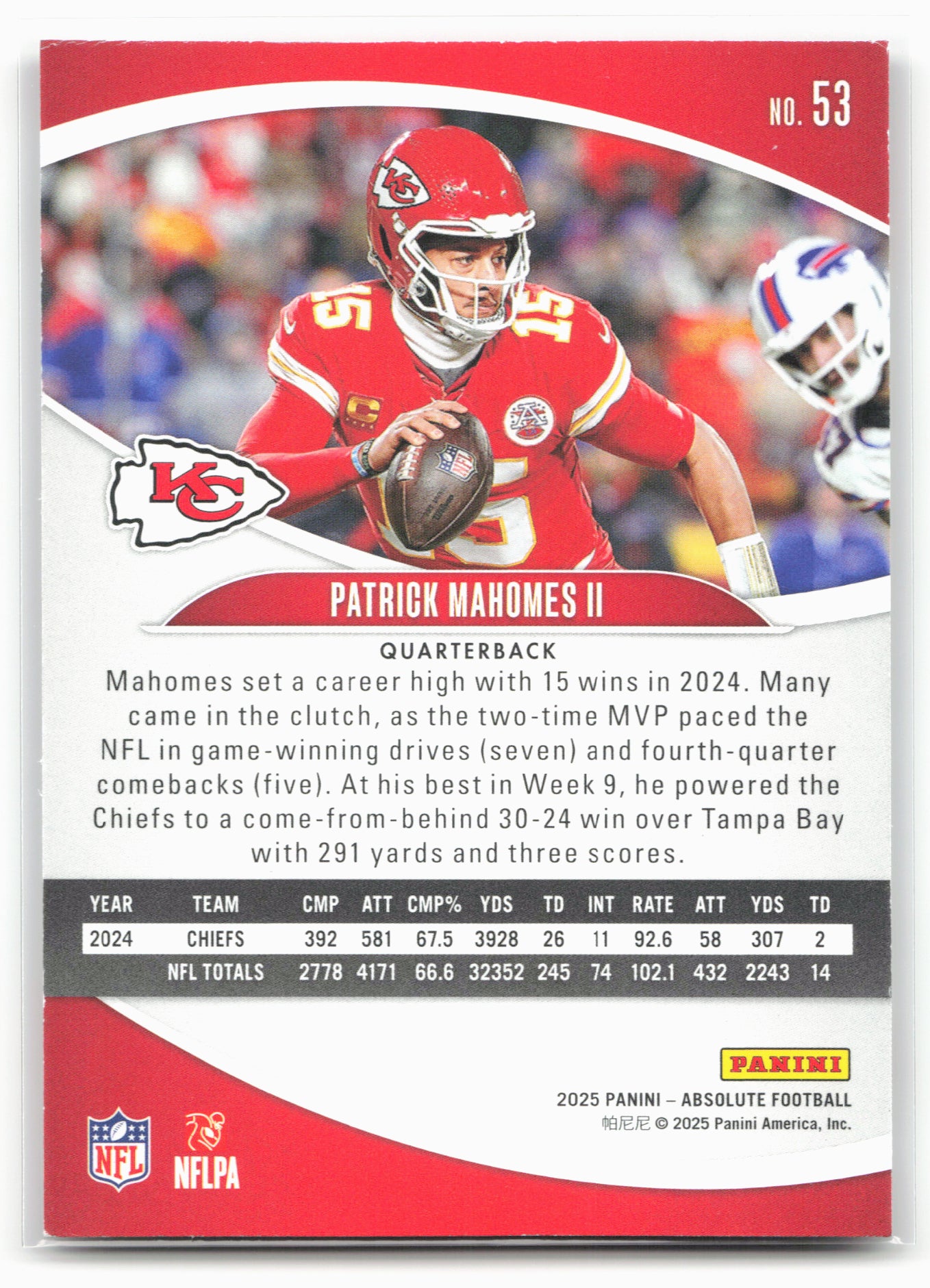 2025 Panini Absolute #53 Patrick Mahomes II Retail
