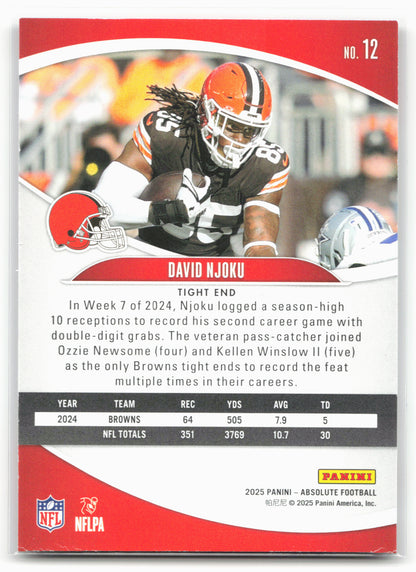 2025 Panini Absolute #12 David Njoku Blue
