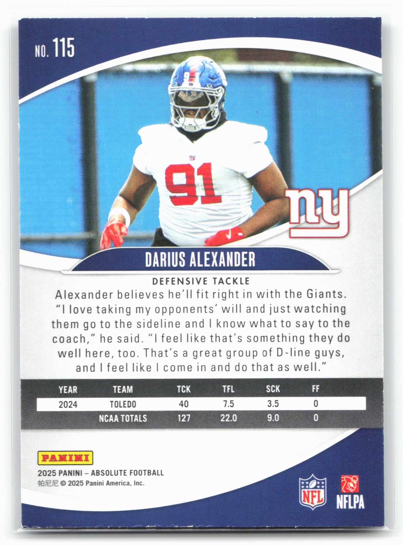 2025 Panini Absolute #115 Darius Alexander Retail