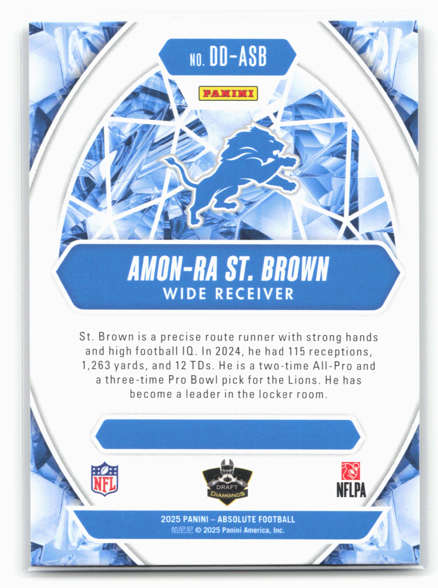 2025 Panini Absolute #DD-ASB Amon-Ra St. Brown Draft Diamonds