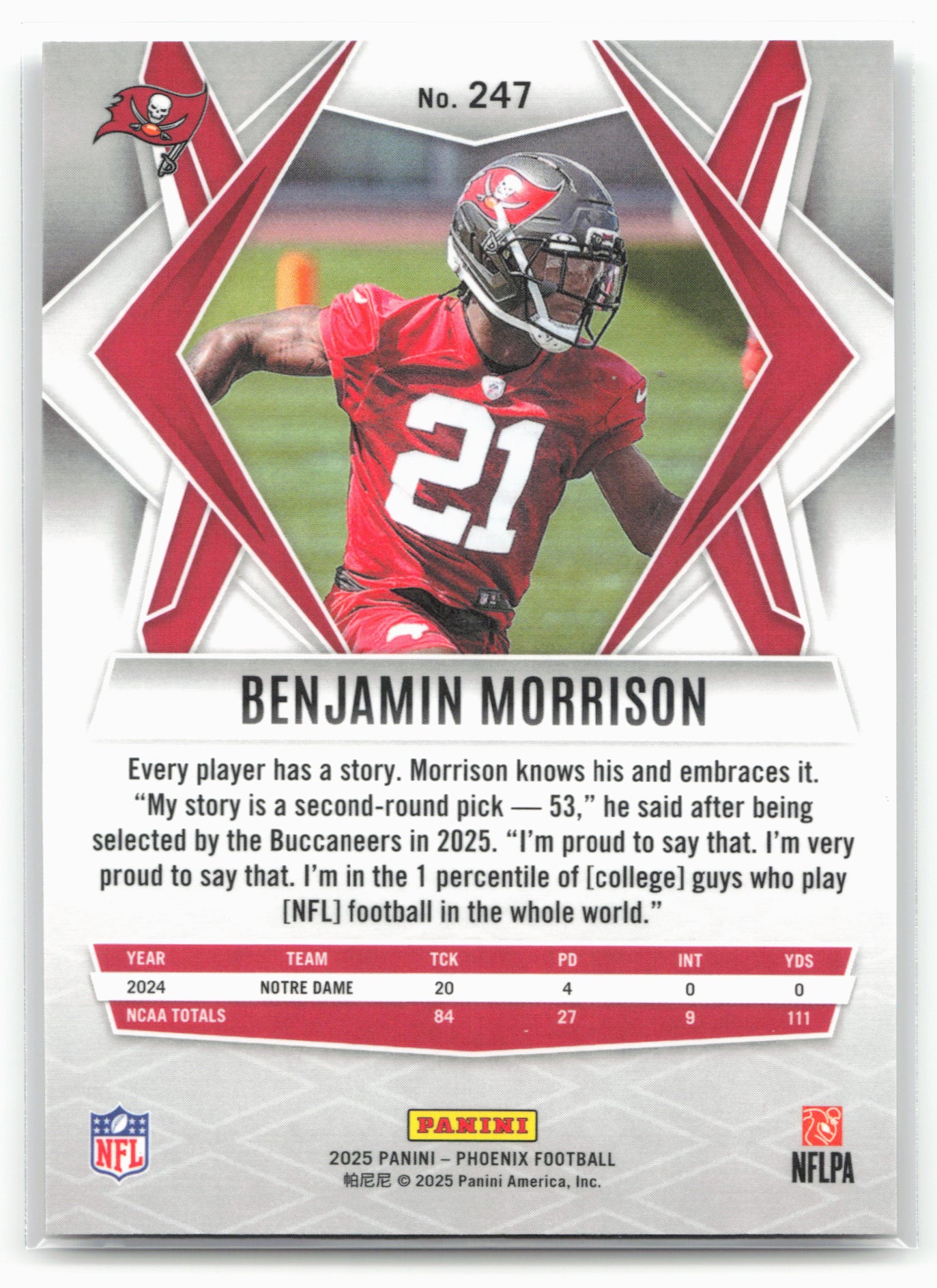2025 Panini Phoenix #247 Benjamin Morrison Silver Hyper Prizm