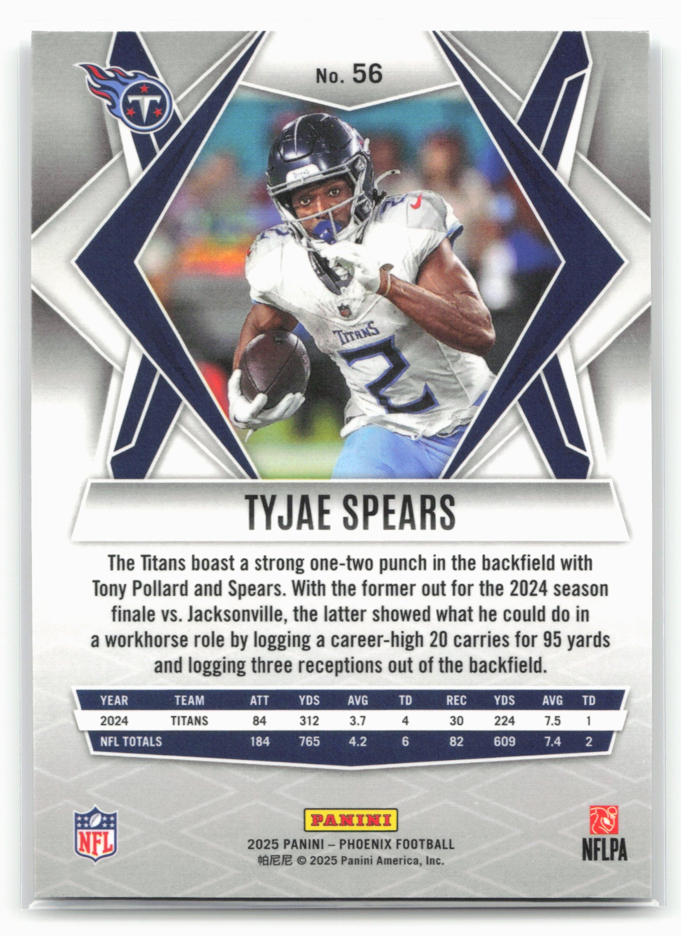 2025 Panini Phoenix #56 Tyjae Spears Silver Hyper Prizm