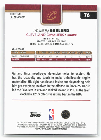 2025-26 Topps Chrome #76 Darius Garland 25649