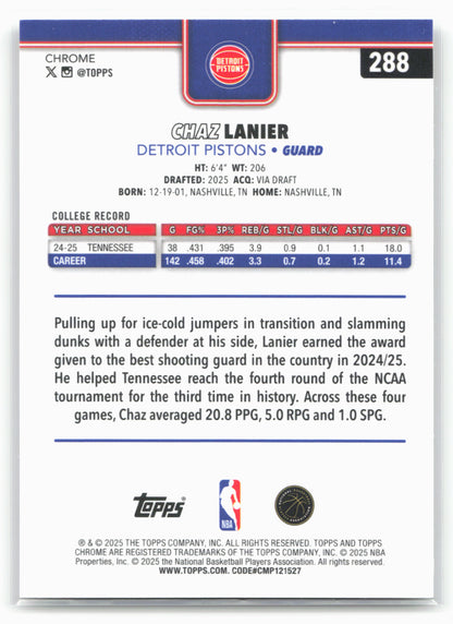 2025-26 Topps Chrome #288 Chaz Lanier 25660