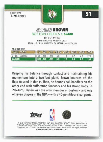2025-26 Topps Chrome #51 Jaylen Brown 25667