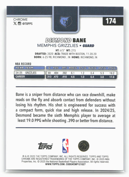 2025-26 Topps Chrome #174 Desmond Bane 25671