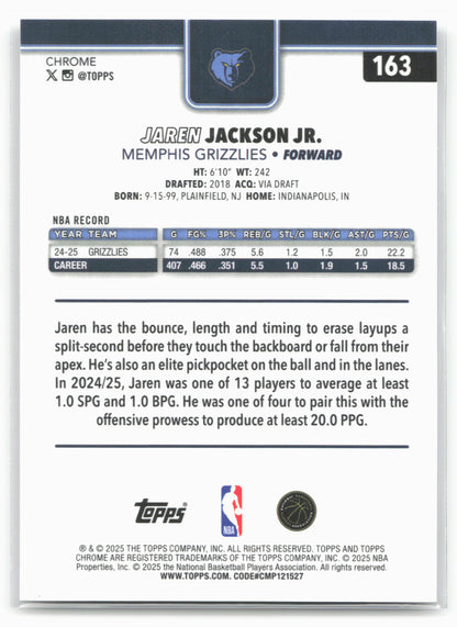 2025-26 Topps Chrome #163 Jaren Jackson Jr. 25676