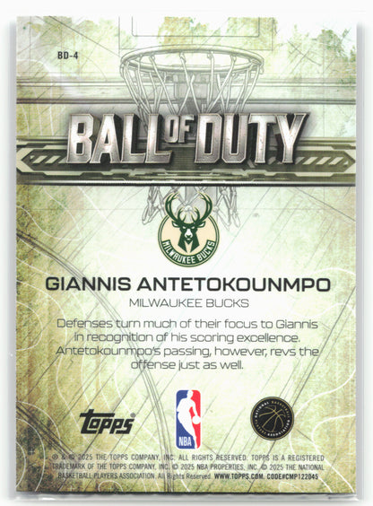 2025-26 Topps Chrome #BD-4 Giannis Antetokounmpo Ball of Duty 25687