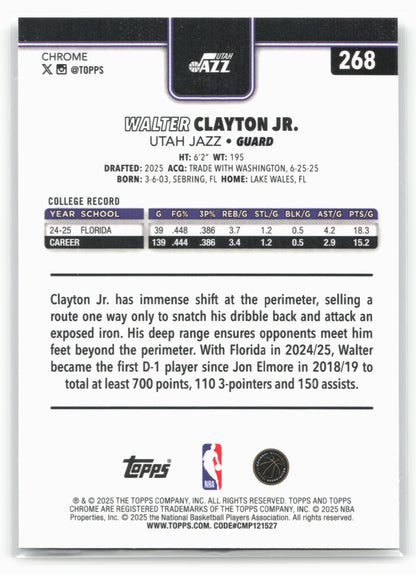 2025-26 Topps Chrome #268 Walter Clayton Jr. 25688