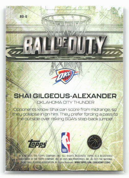 25-26 Topps Chrome #BD-6 Shai Gilgeous-Alexander Ball of Duty Wave Refractor