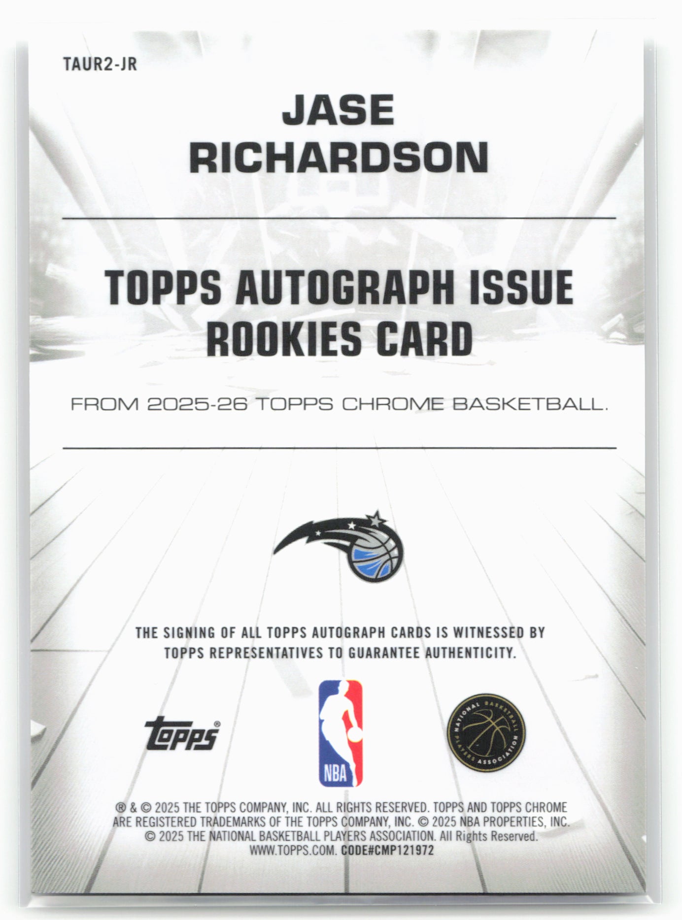 2025-26 Topps Chrome #TAUR2-JR Jase Richardson Autograph Issue Rookies 25698