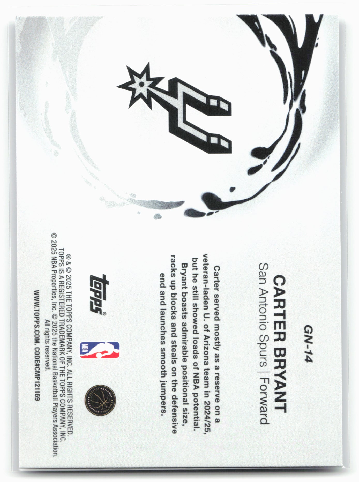 2025-26 Topps #GN-14 Carter Bryant Generation Now 25704