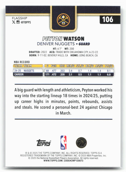 2025-26 Topps #106 Peyton Watson Diamante 25706