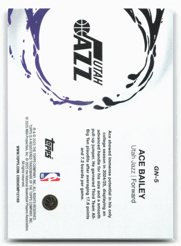 
2025-26 Topps #GN-5 Ace Bailey Generation Now 25713