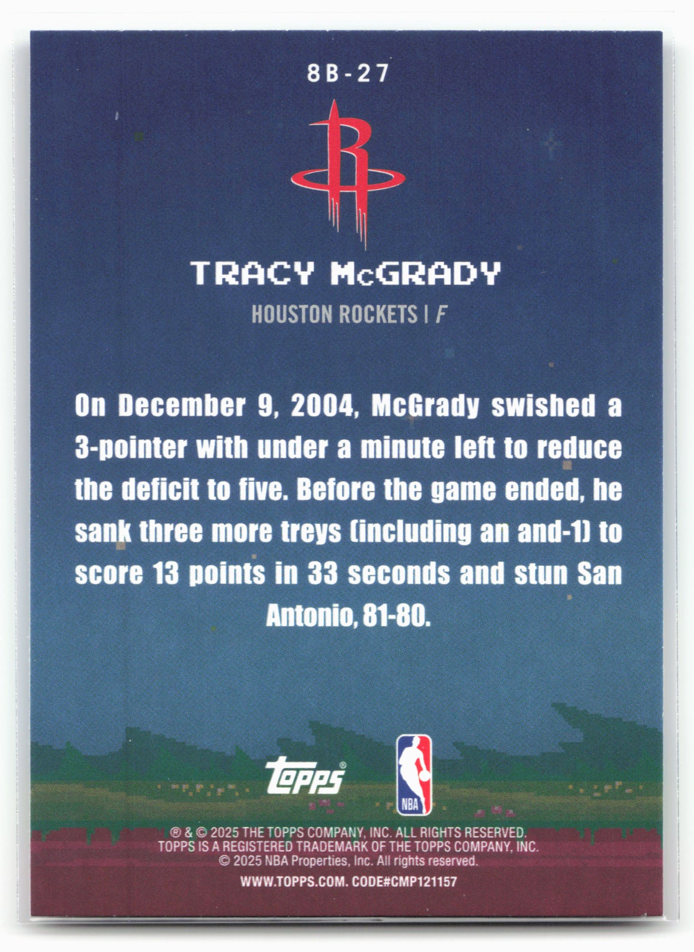 2025-26 Topps #8B-27 Tracy McGrady 8-Bit Ballers 25715