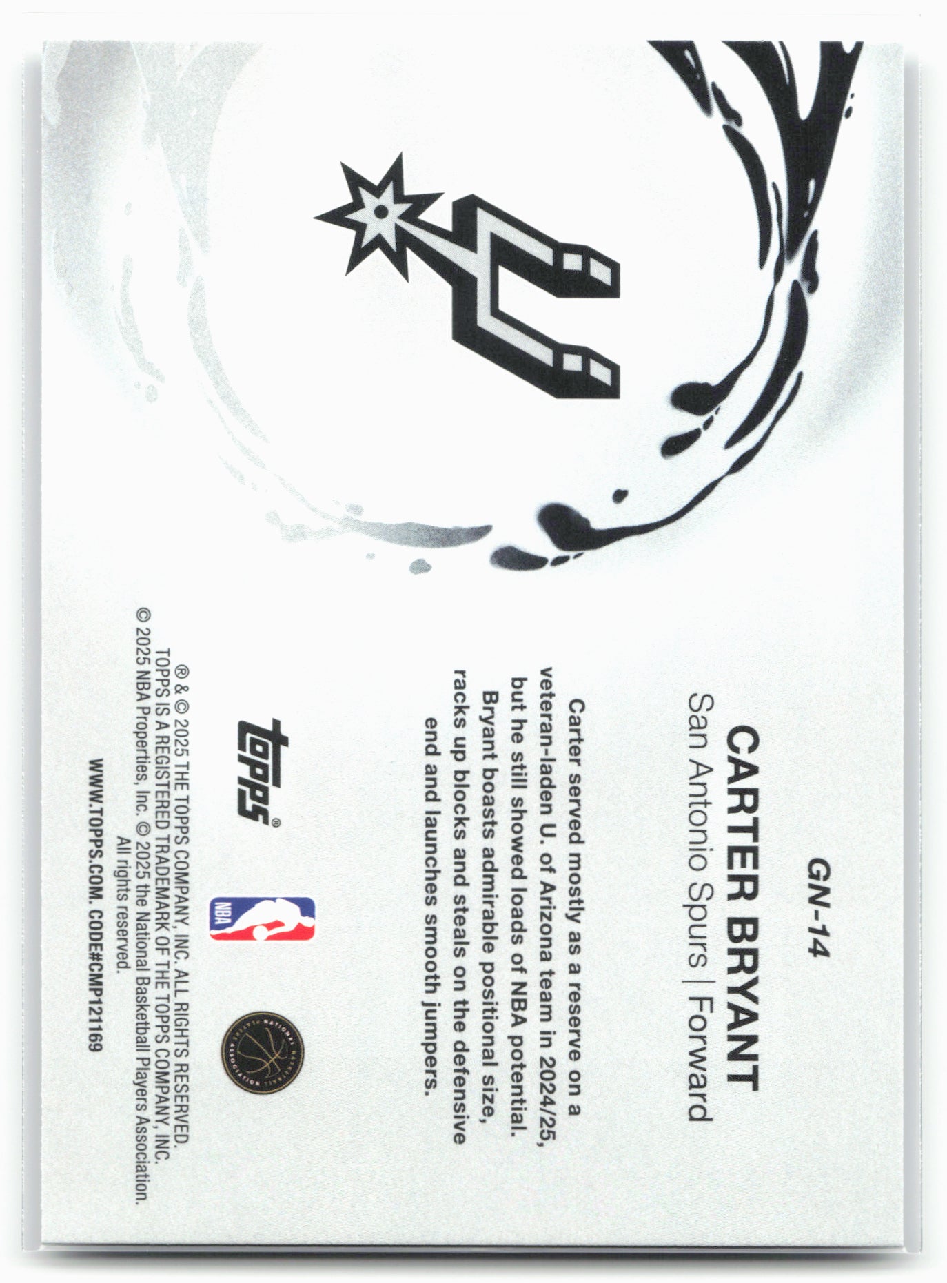 2025-26 Topps #GN-14 Carter Bryant Generation Now 25718