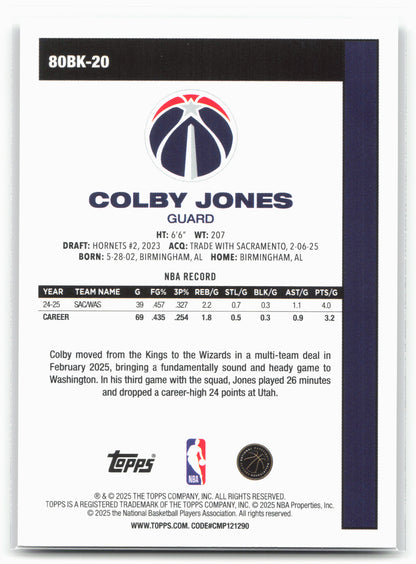 2025-26 Topps #80BK-20 Colby Jones 1980-81 Topps Basketball 25719