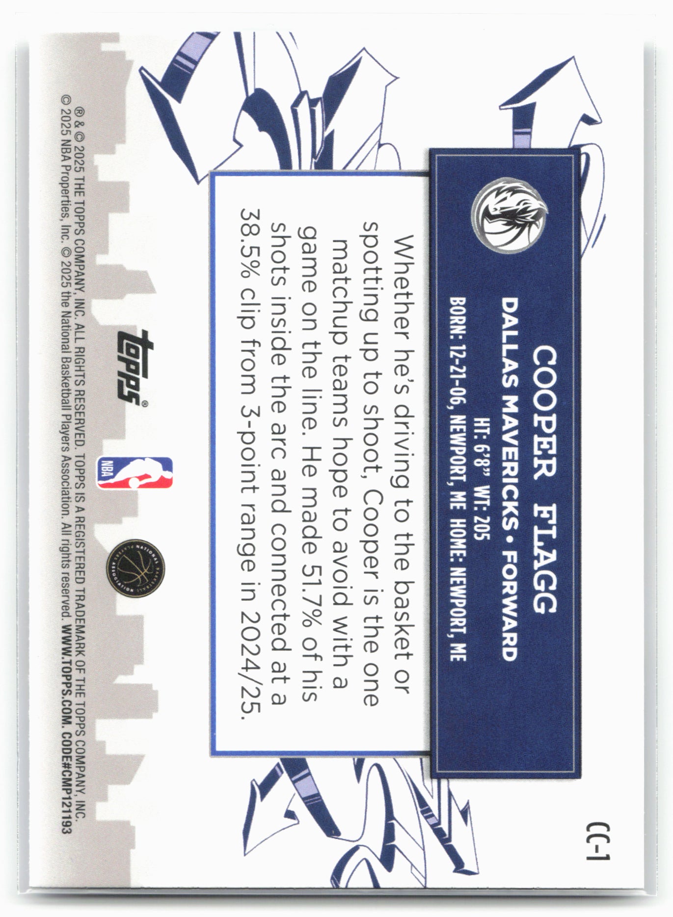 2025-26 Topps #CC-1 Cooper Flagg Clutch City Prospects 25731