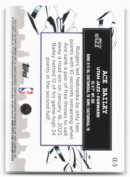 2025-26 Topps #CC-5 Ace Bailey Clutch City Prospects 25734