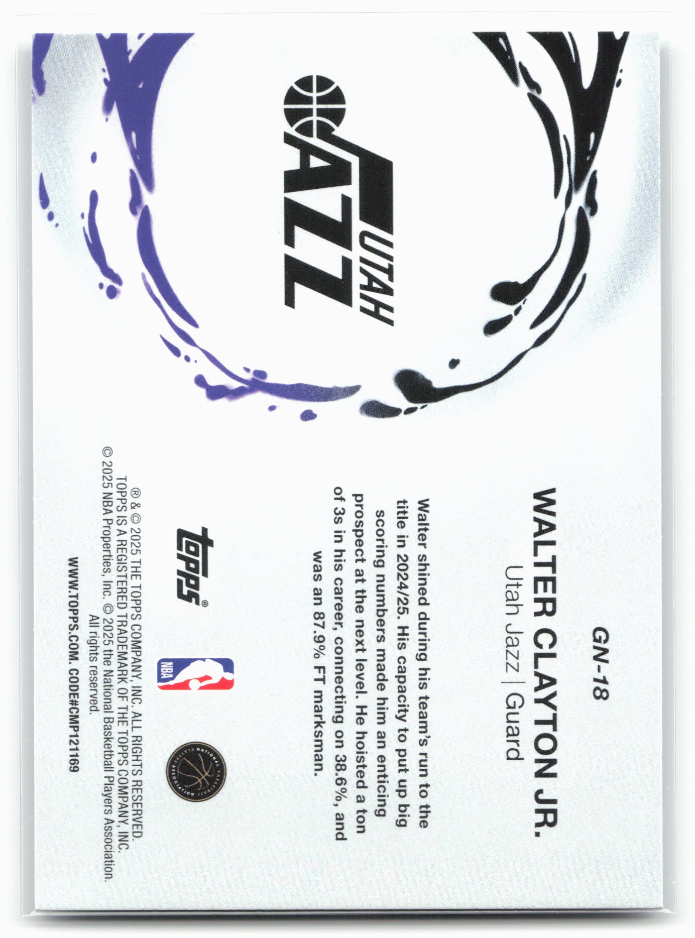 2025-26 Topps #GN-18 Walter Clayton Jr. Generation Now 25750