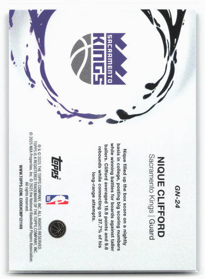 2025-26 Topps #GN-24 Nique Clifford Generation Now 25753