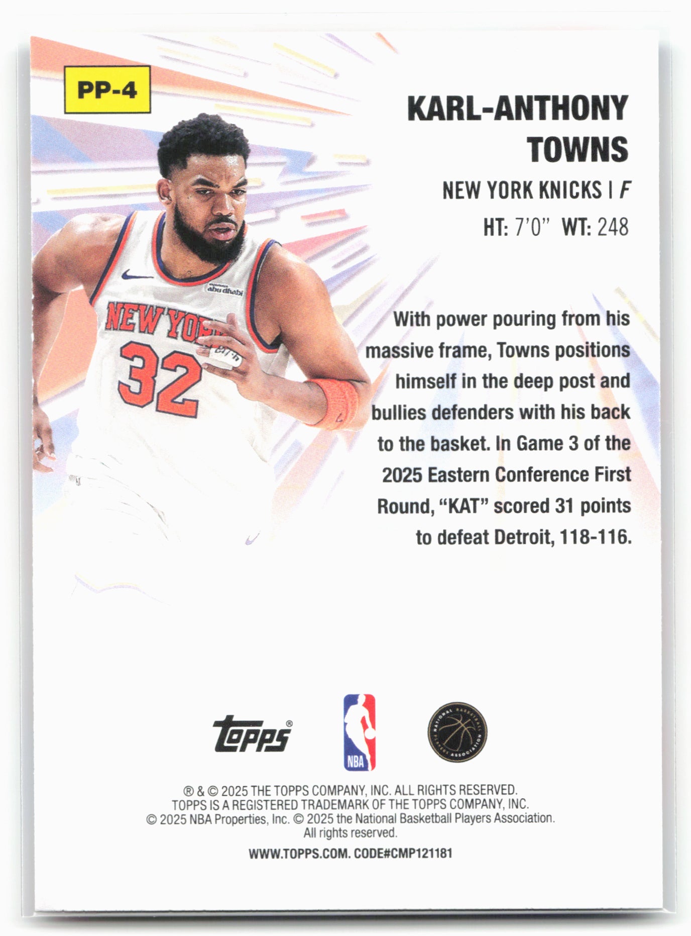 2025-26 Topps #PP-4 Karl-Anthony Towns Power Players 25755