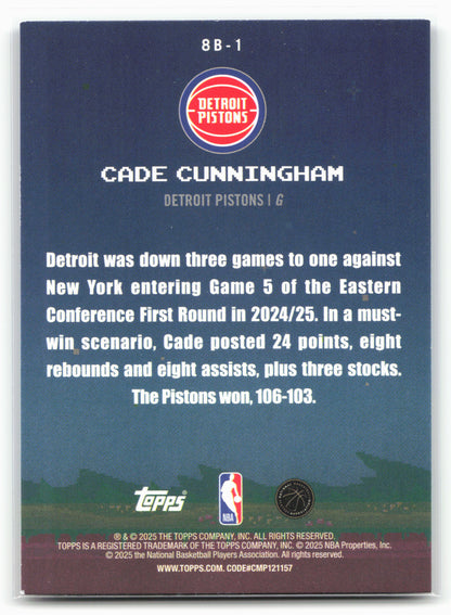 2025-26 Topps #8B-1 Cade Cunningham 8-Bit Ballers Holo Foil 25757