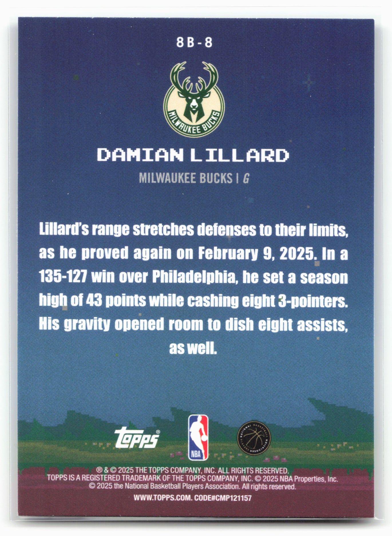2025-26 Topps #8B-8 Damian Lillard 8-Bit Ballers 25761