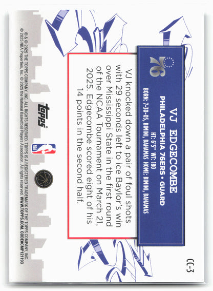 2025-26 Topps #CC-3 VJ Edgecombe Clutch City Prospects 25776