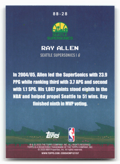 2025-26 Topps #8B-28 Ray Allen 8-Bit Ballers 25779