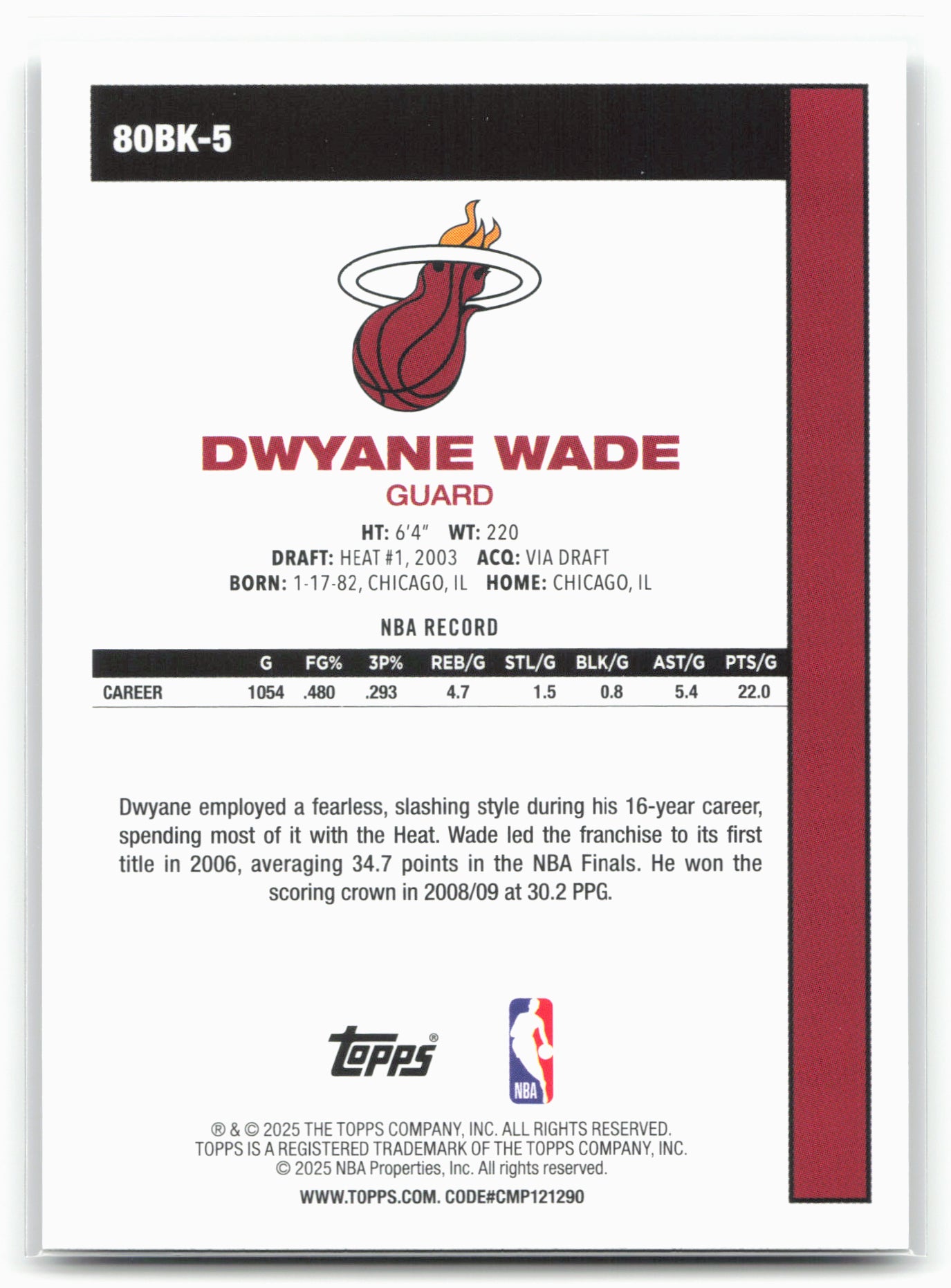 2025-26 Topps #80BK-5 Dwyane Wade 1980-81 Topps Basketball 25781